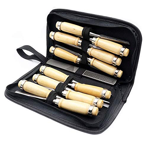 Preisvergleich Produktbild Meißelsets Holzschnitzerei Meißel Set Handwerkzeug Holzbearbeitung Drehmaschine Fugenwerkzeuge Raspel aus Holz (13Pcs)