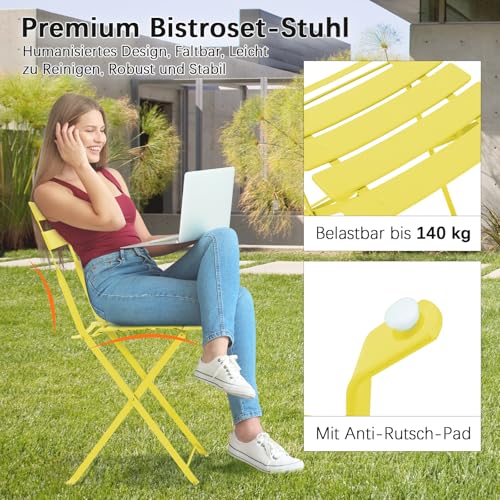 LIFERUN Bistro Set Metall, Klappbar Balkonmöbel Set für Kleinen Balkon – Ansicht 4