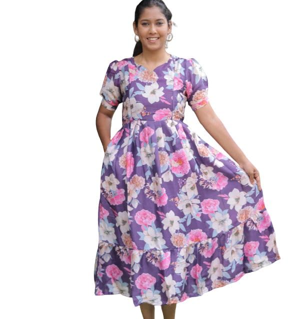 Women's Digital Printed Both Side Zips Maternity/Nursing & Feeding Dresses/Dress/Gown/Midi for Casual Wear-image-28