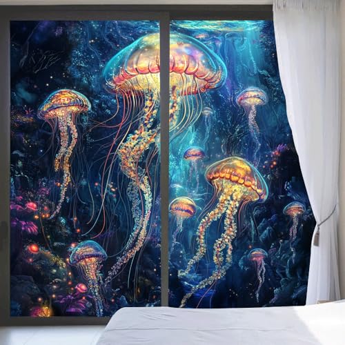 Película de vinilo adhesiva para ventana con diseño medusas acuarela miniatura 2