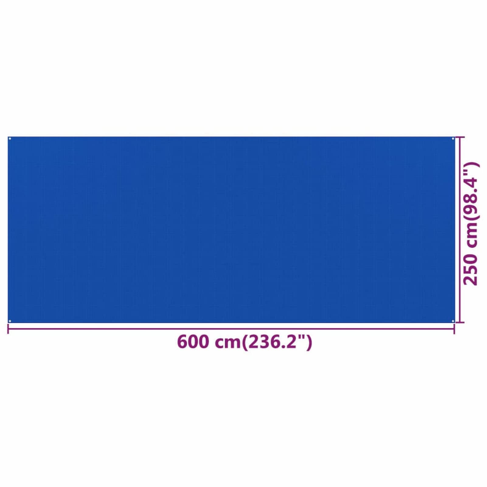 Tappeto da Tenda 250x600 cm Blu in HDPE,Stuoia Campeggio-Tappeto da Campeggio,Pavimento Ideale per Veranda