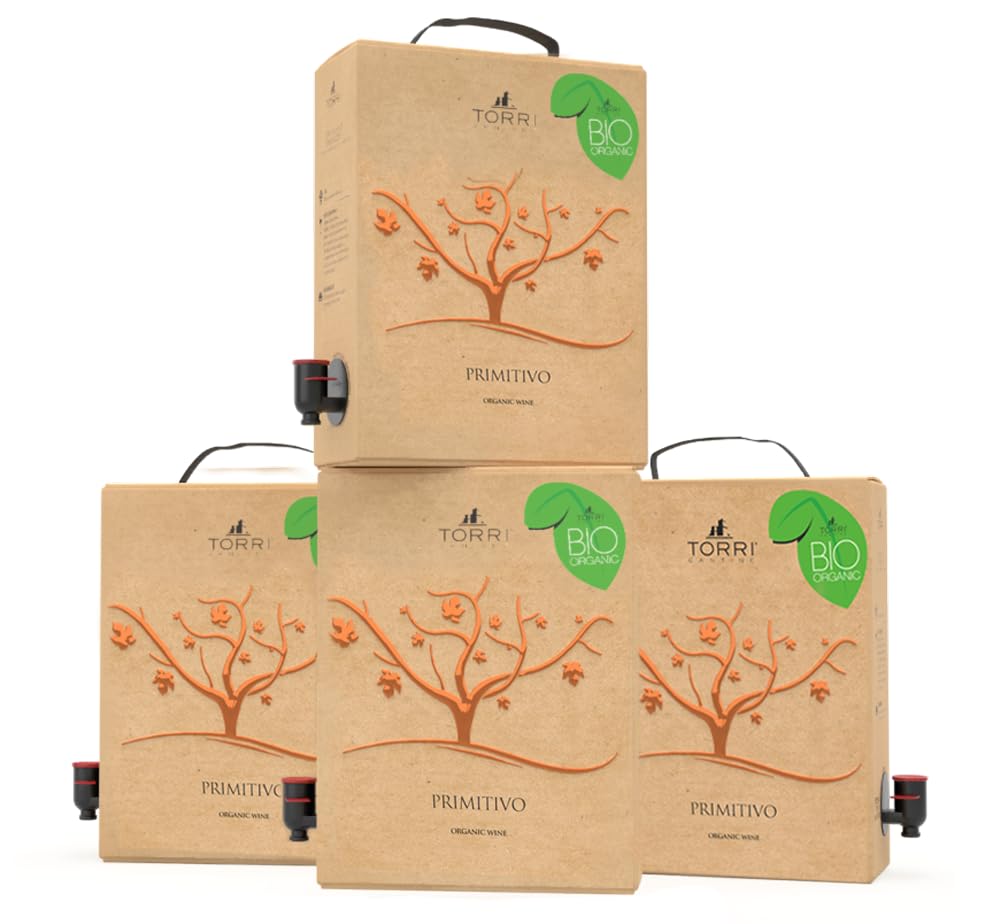 Confezione Risparmio 4x Bag in Box 3L – Primitivo o Montepulciano d’Abruzzo DOC – 12L di Vino Rosso (Primitivo)