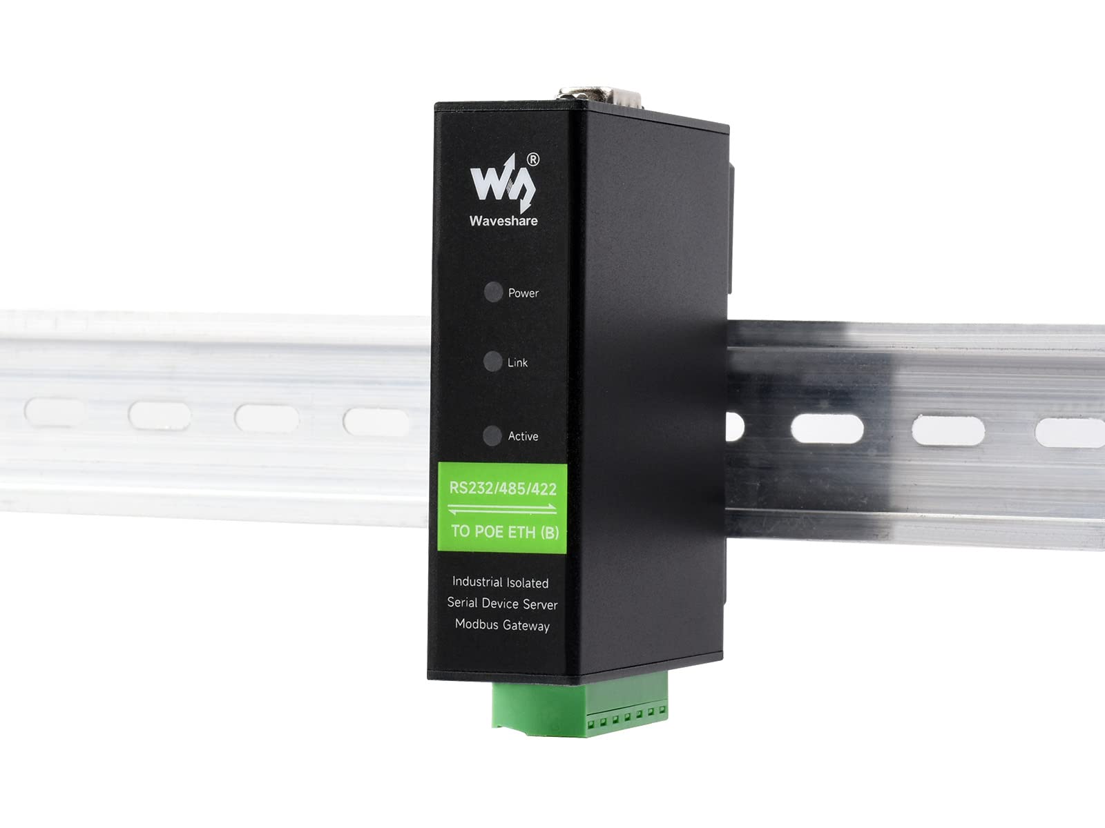 Waveshare Rail-Mount Serial Server RS232/485/422 to RJ45 Ethernet Module POE Function TCP/IP to Serial Supports Modbus Gateway for Data Acquisition IoT Gateway and Intelligent Instrument Monitoring