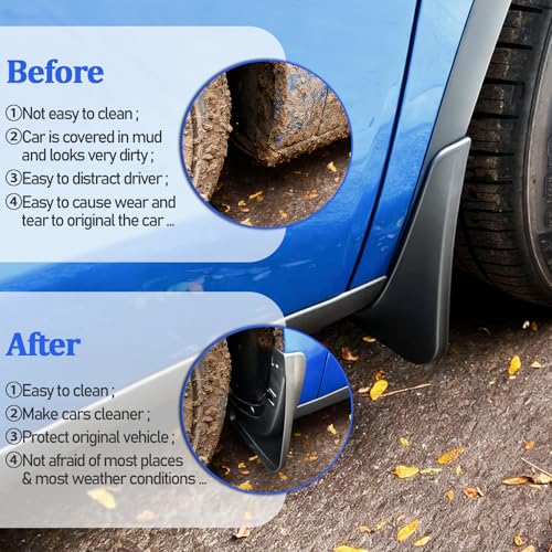 Image of Mud Flaps for 2025-2026 Tesla Model Y Juniper, Black, Set of 4 | No-Drill Splash Guards, Front and Rear, All-Weather, Impact Resistant TPE