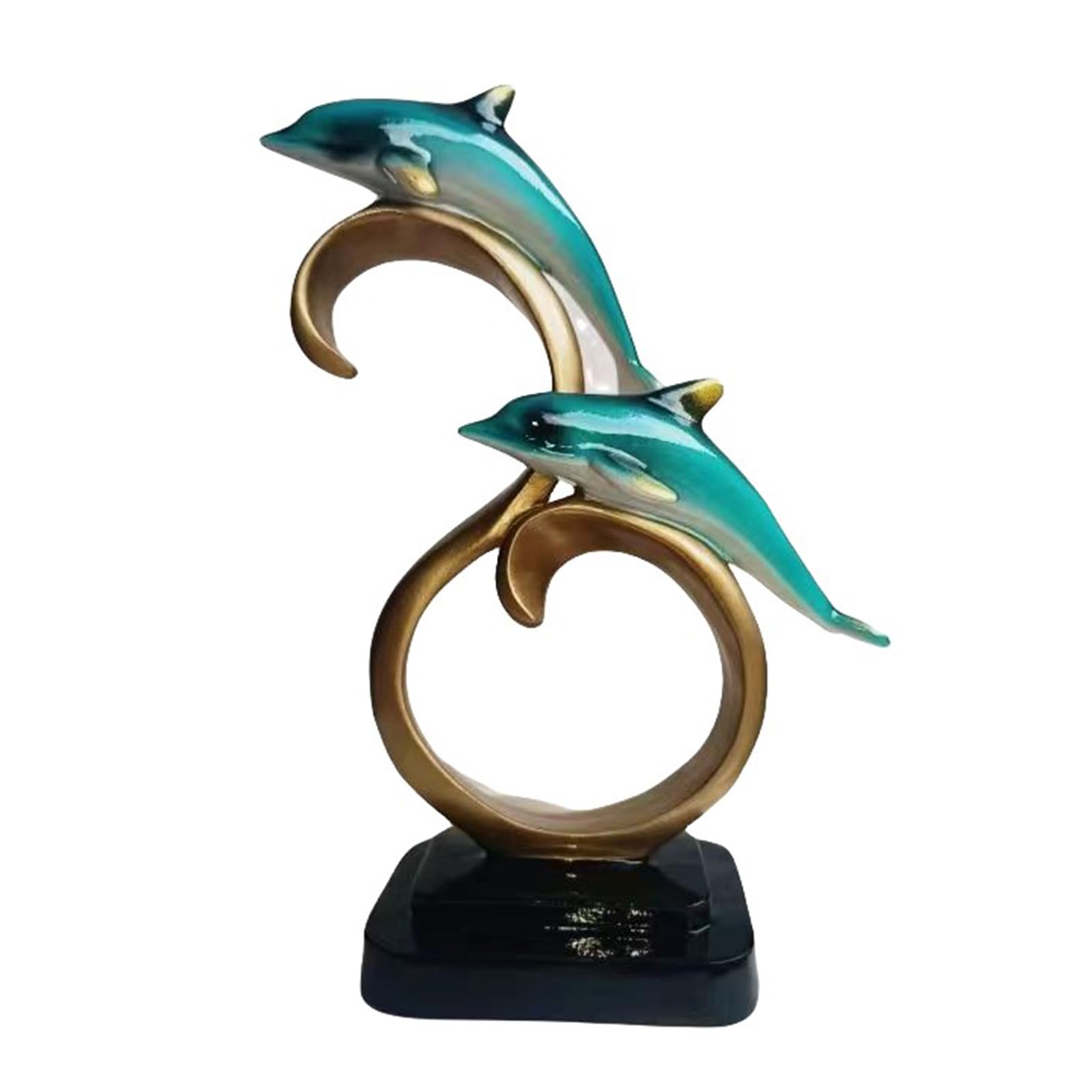 Zyqixluk Dolphin Statue Resin Dolphin Sculpture,Dolphin Decor,Marine Animal Decorations Table Centerpieces,Home Decoration and Gift,for Home Office Living Room Desktop Decoration,Green