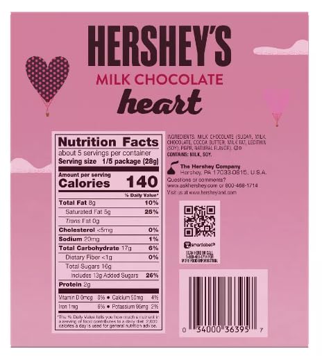 Miniatura 3 de Hershey's - Corazón de chocolate con leche, caja de regalo de dulces para el día de San Valentín, 5 onzas con adhesivo Exit 28 Bargains