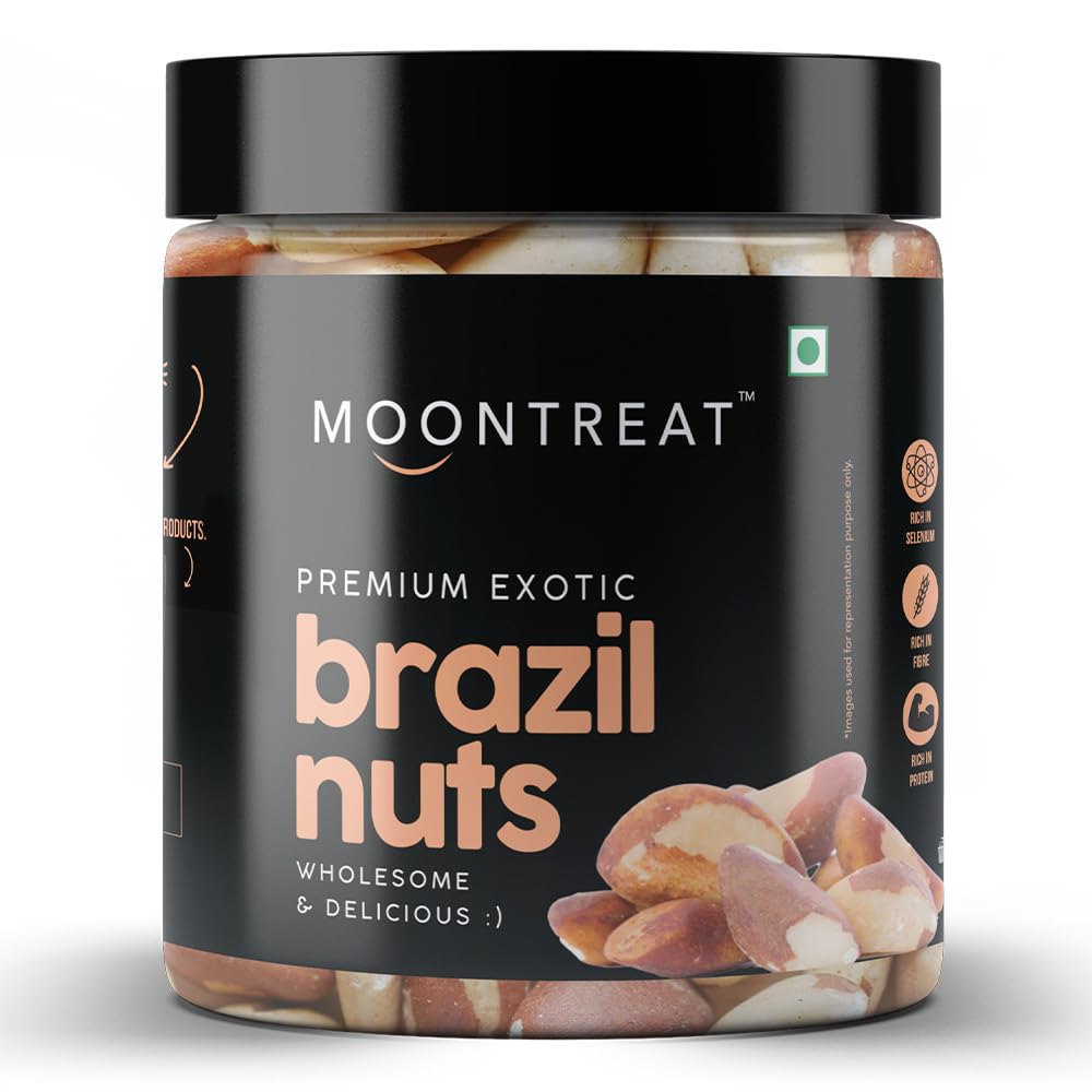 Moontreat Brazil Nuts, 500g | Rich in Selenium, Iron, Calcium, Zinc | Boosts Immunity, Heart Health, Brain Function & Stamina | Premium Jumbo Brazil Nut | All Natural