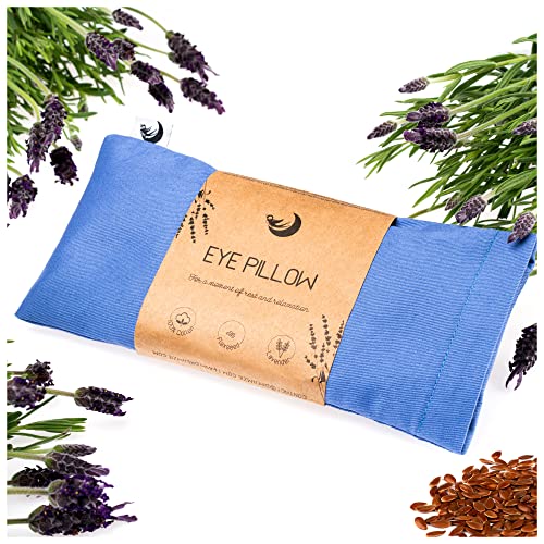 DREAMZIE – Almohada de ojos 2 en 1 – Accesorios de meditación – Mascarilla para microondas, almohada de masaje, almohada de meditación con semillas de lino y lavanda para aliviar el estrés, alivio de la ansiedad, alivio de la migraña