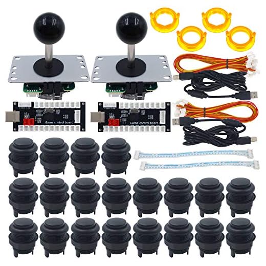 SJ@JX 2 Player Arcade Game DIY Kit Arcade Matt Frosted Black Button Twins USB Encoder Zero Delay 4&8 Way Arcade Fighting Joystick Controller for PC MAME Respberry Pi Retropie