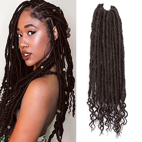Gabrielle 6 Pack 20Inch 4# Goddess Locs Gypsy Crochet Hair With Curly Ends Kanekalon Synthetic Hair