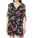 Calvin Klein Chiffon Print Bell Sleeve Dress Berry Multi 2