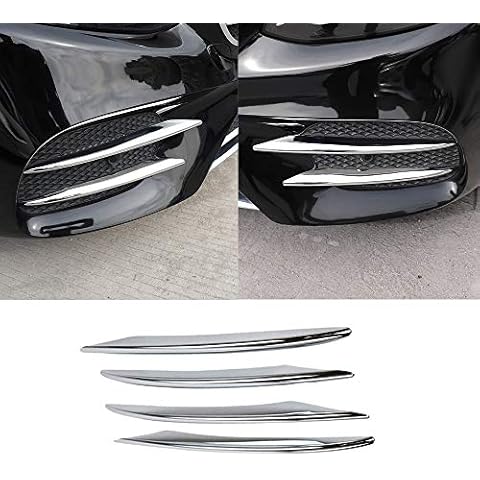 Chrome Front Corner Mesh Grill Molding Side Air Vent Fog Lights Exterior Cover Trims for Mercedes-Benz New E-Class W213 E300 Sedan Sport 2017 2018 2019 Car Exterior Accessories Cover