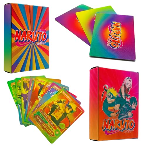 Image of Naruto Anime Card Desk Pack | 55 Foil Collectible CCG Cards | Premium Anime Playing Cards for Fans, Display & Gifting (Naruto - Rainbow)