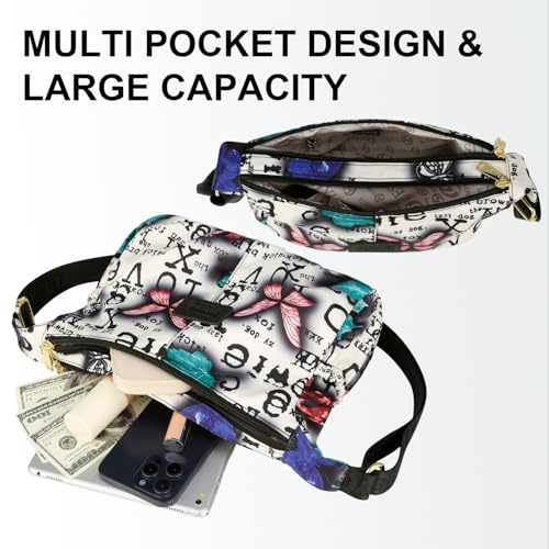 Simcat Crossbody Bag for Women, Printed Pattern Shoulder Bags, Large Capacity Multiple Pockets Ladies Crossbody Purses4