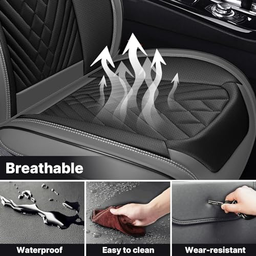 Image of Front Seat Covers for Ford Transit 150 /250 /350 Van 2015-2026, Black-Gray