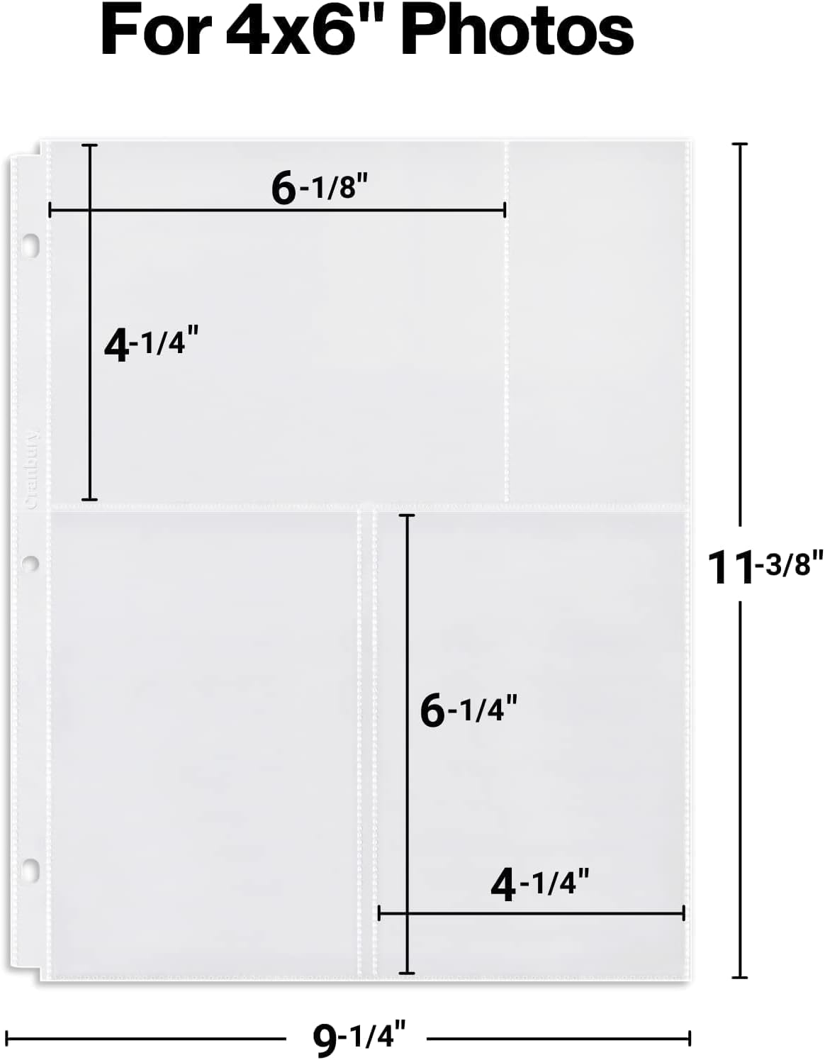 CRANBURY 4x6 Photo Pages with Memo Cards - (4x6 Mixed Layout, 60 Pack), Holds 360 Pictures, Heavyweight 4 x 6 Photo Sleeves Refills for Standard Three-Ring Binder, 4x6 Photo Sheet Protectors : Office Products