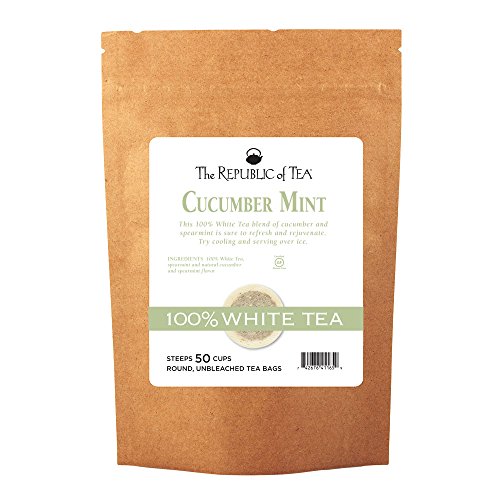 The Republic of Tea &ndash; Cucumber Mint 100% White Tea Bags, Steeps 50 Low-Caffeinated Cups - Refill Bag