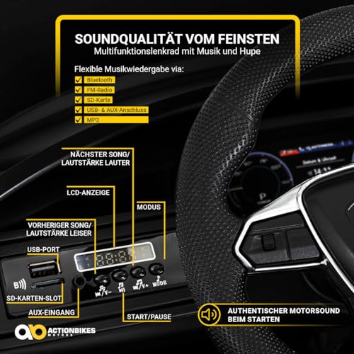 Actionbikes Motors Kinder Elektroauto Audi RS e-tron GT | 2.4 Ghz Fernbedienung - 6 Volt 7AH Batterie - 25 Watt Motor - Bluetooth - LED Scheinwerfer - Elektro Auto für Kinder ab 3 Jahre (Schwarz) – Bild 8