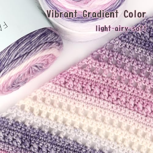 Image of Katech Gradient Cake Yarn for Crocheting-Multicolor Soft Rainbow Cotton Crochet Yarn for Scarves, Shawls, Blankets, and Garments(C)