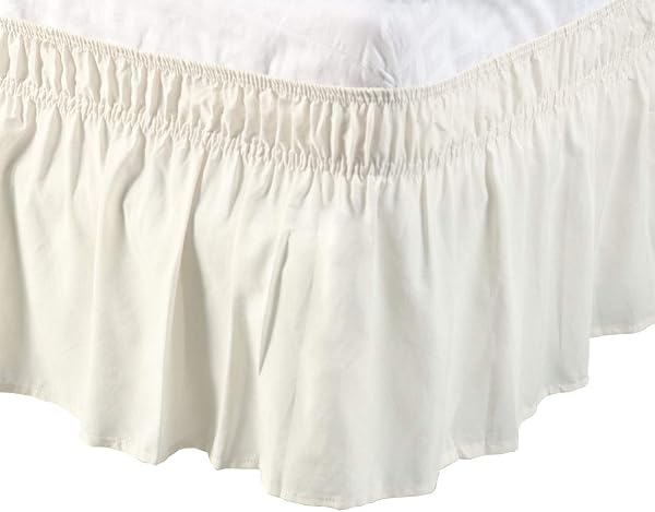 PiccoCasa Bed Skirt Wrap Around 15 Inch Beige
