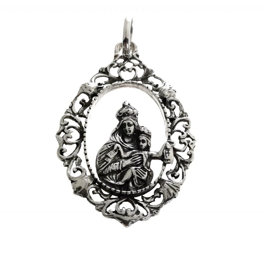 Medalla colgante plata ley 925m 35mm. Virgen Carmen ancho 25mm. unisex