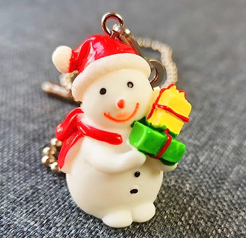 Image of Ceiling Fan Pull Chain Extender Set with Xmas Snowman Charm - 12inch Adjustable Fan Pull Chains & Ball Link Connector for Holiday Light Fixtures, Universal Fit All Ceiling Fans
