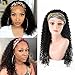 Headband Wigs for Black Women-Brazilian Virgin Human Hair Kinky Curly None Lace Front Wigs 150% Density Machine Made Wigs with Attached Natural Color (24 inch, Headband Kinky Curly Wigs)