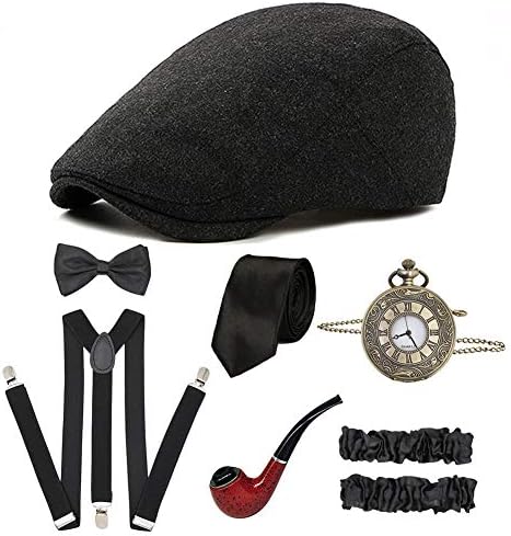 CHUANGLI 1920S Mens Great Gatsby Accessories Set Roaring 20s 30s Retro Gangster Costume