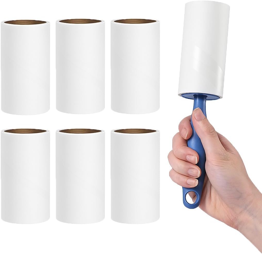 MADPET Tüy Toplayıcı Set – 1 Sap + 6 Rulo – Toplam 360 Yaprak – Kedi Köpek Tüyü ve Toz Temizleyici – Giysi, Mobilya ve Araç Koltuğu İçin – Ekonomik Paket