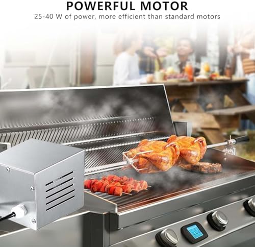 Stainless Steel BBQ Rotisserie Motor for Outdoor Grilling, T-Type Drive Rod for Pig, Goat, and Chicken, Heavy Duty 140-160kg Capacity, Ideal for Camping and Barbecue Events
