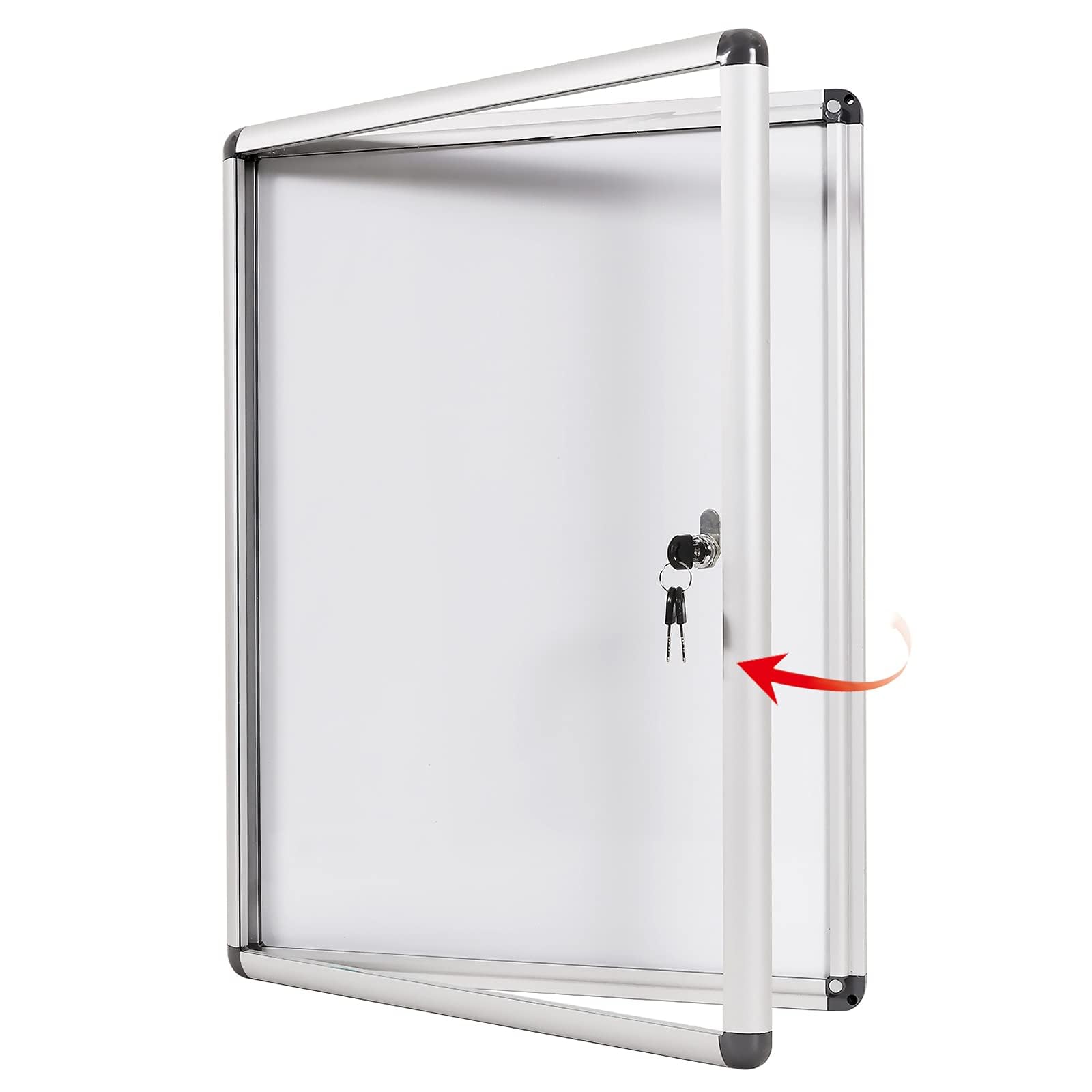 Swansea Enclosed Bulletin Board Lockable White Board Noticeboard with Door Wall Display Case for School Office 67x50cm(4xA4)