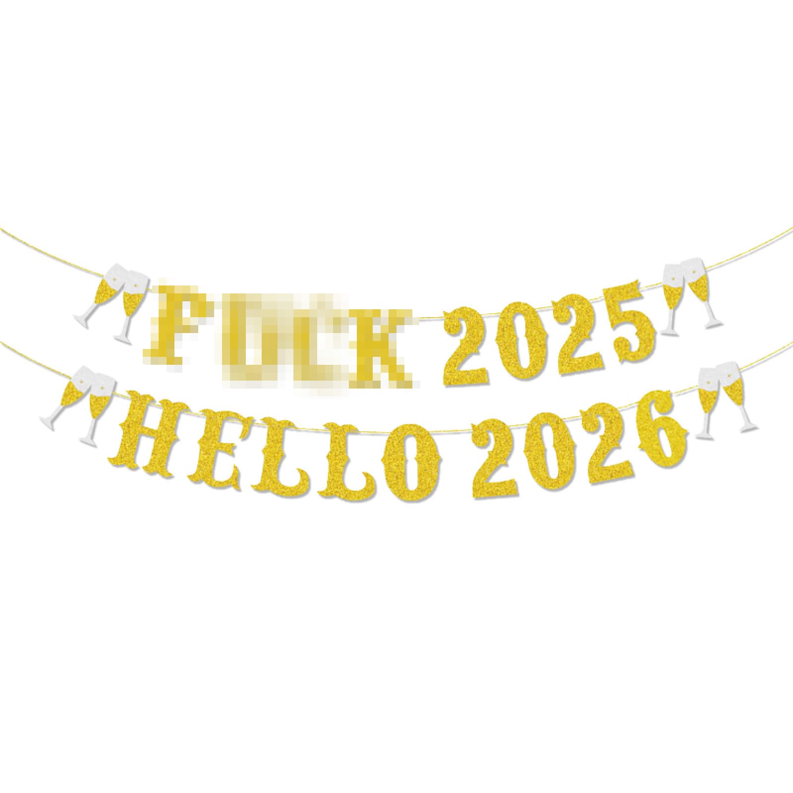 Happy New Year Banner for New Years Eve Decorations 2026,Nye Banner with Hello 2026 Sign