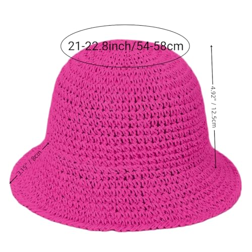 Image of Womens Floppy Straw Sun Hat Packable Wide Brim Summer Beach Hat Foldable Crochet Bucket Hats