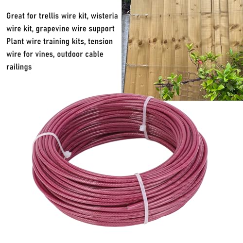Kit tensor para cable de acero inoxidable de 100ft y 3mm con recubrimiento morado para tendederos y soporte para plantas trepadoras miniatura 3