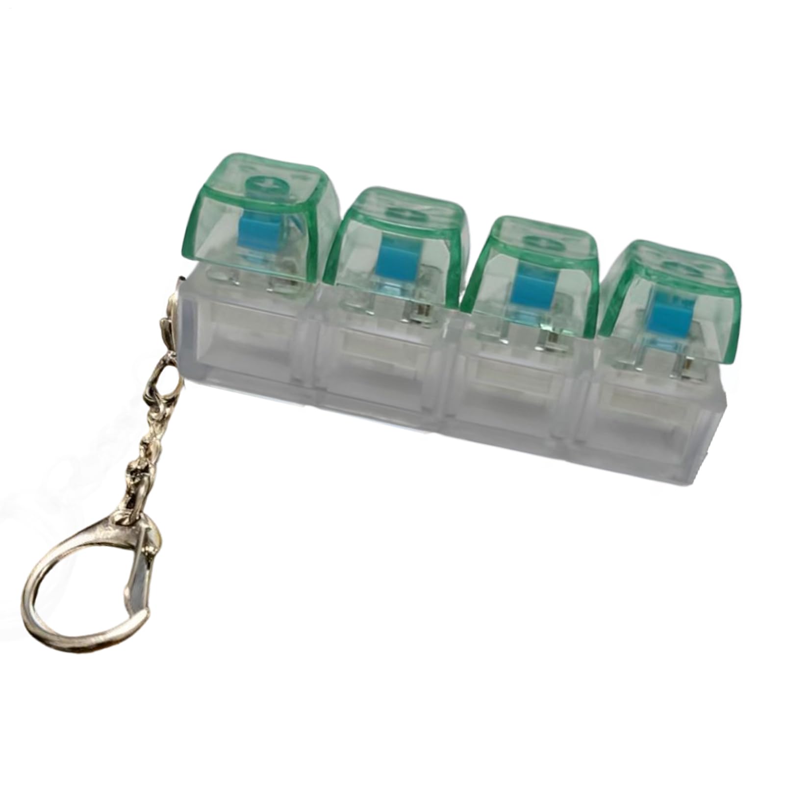 Keyboard Fidget Toy Light Up, Transparent Portable Led Keyboard Fidget Clicker 4 Button, RGB Lights Mechanical Keyboards Keyring Fidgets Keychain For Stress Relief Family Travel Home School