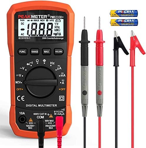 Digital Multimeter,COCZOW Digital Auto Range Multimeter AC DC Current Voltage Resistance Capacitance NCV Frequency Tester with Test Leads Handheld Digital Multimeter