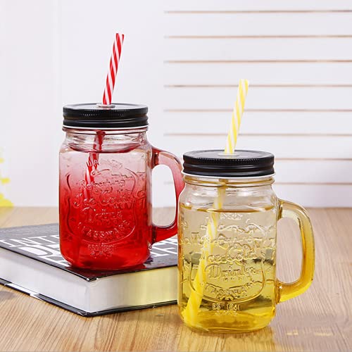 Tikwisdom Gradient color,mason jars,glass jars,canning lid,canning jars 4-piece glass drinking jar with lid and straw… - Image 5