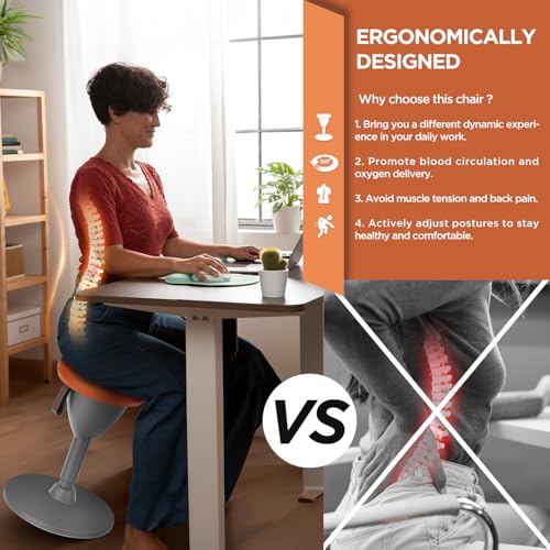 Image of Adjustable Standing Desk Chair, Ergonomic Wobble Stool Standing Desk Stool, Encourage Good Posture, Height Adjustable 19-31 inch, Non-Slip Base, Active Chairs for Adults