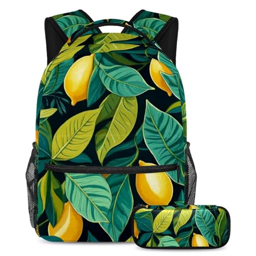 Cartable citron frais lot de 2 avec trousse école et voyage