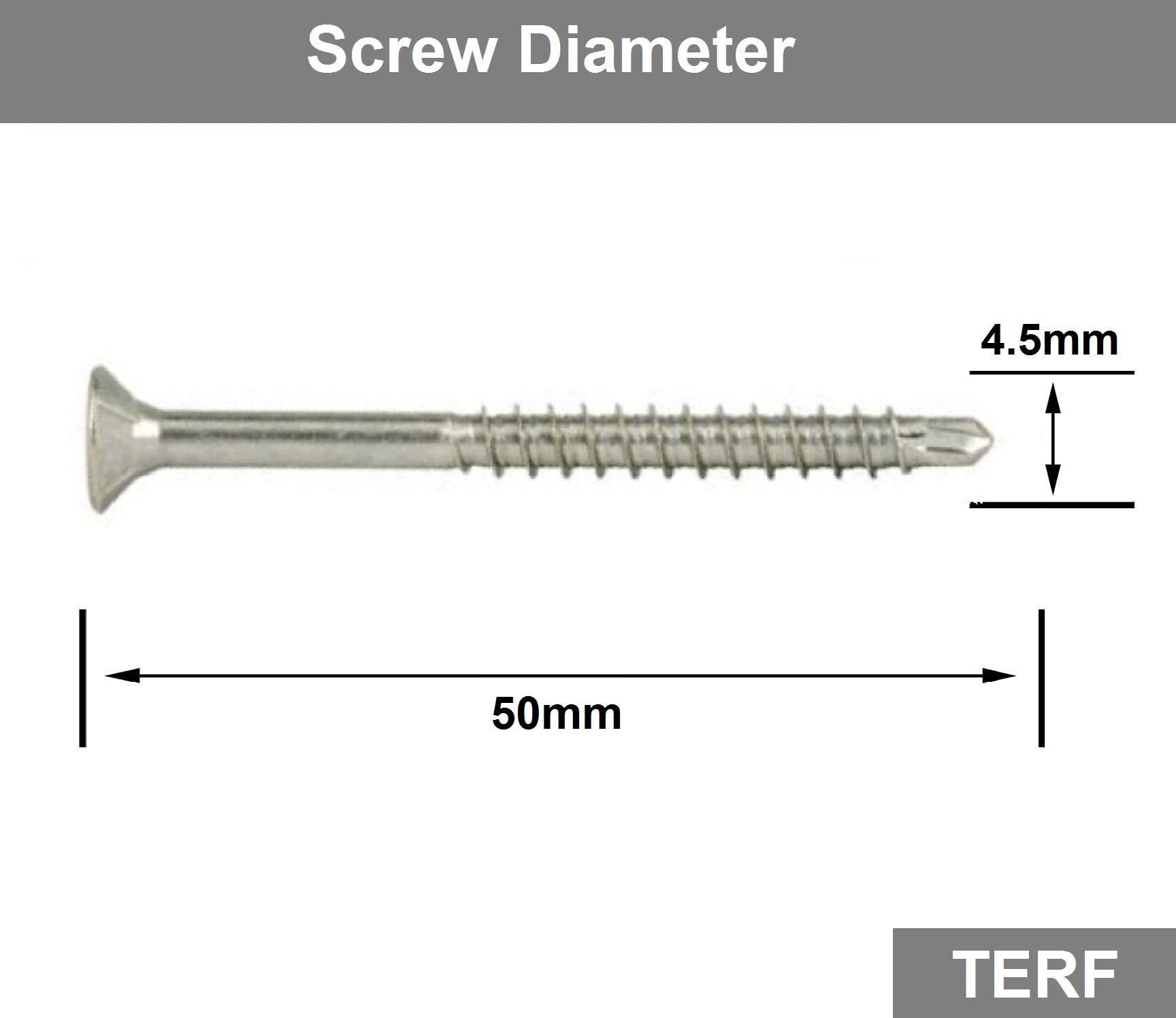 TERF® Decking Screws 4.5mm X 50mm Self Drilling Point Star Torx Drive Flat Countersunk Head Stainless Steel A2 (304) Anti Corrosion Screws For Decking Fence Floorboard Hard And Softwood - Image 3