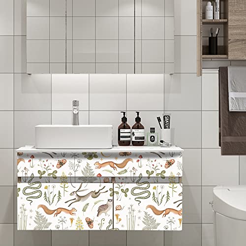 SOEWIOU Colorful Animals Wallpaper, 44.5 * 300cm Thicken Peel and Stick Removable Wallpaper with Squirrel, Owl, Snake - Image 3