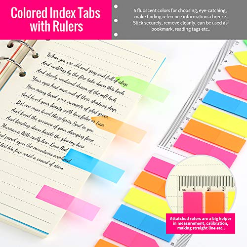 A6 Refill Paper, 3 Pack 45Pcs A6 6 Ring Loose Leaf Paper, 2 Pack 160Pcs Neon Page Markers, With Binder Pockets & Binder Dividers, Leobro A6 Lined Paper Refills For A6 Binder Planner Notebook Journal #TOP4