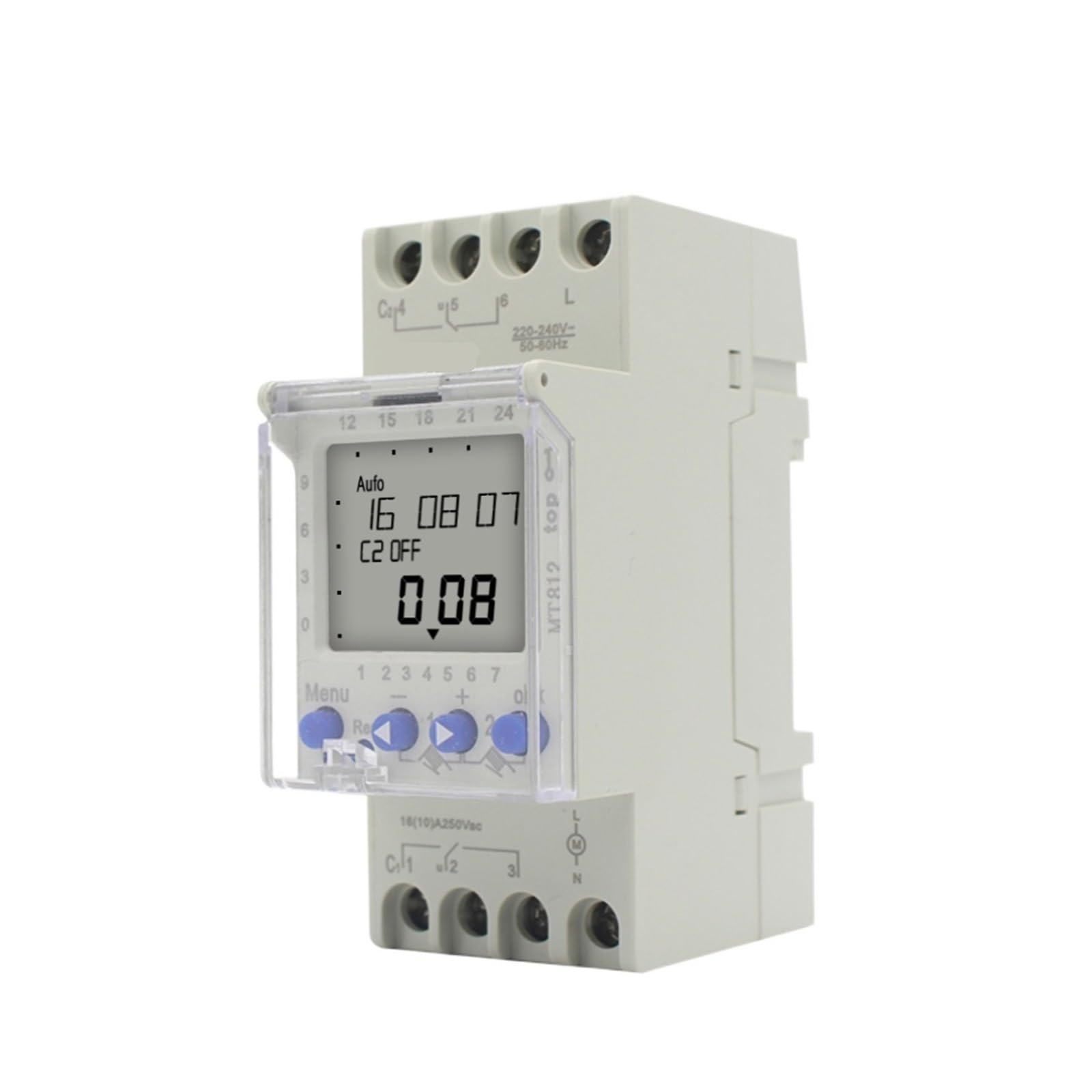 RWRAPS microcomputer Interruttore Timer MT812 Interruttore orario Digitale su Guida DIN programmabile settimanale Multifunzione a 2 canali 16A