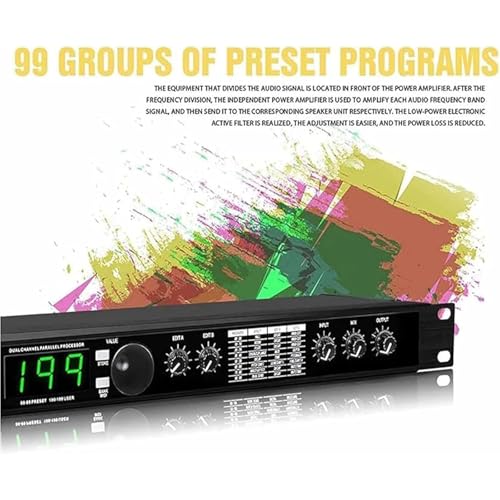 Ecualizador Gráfico Profesional de Audio, Procesador de Señal Digital con 99 Programas Preestablecidos, 199 Efectos de Sonido, Reverberación Digital Profesional para Grabación miniatura 2