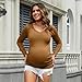GINKANA Women's Maternity Long Sleeve V Neck T Shirts Tunic Tops Casual,Brown,XL