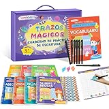 Spanish Magic Grooved Writing Practice for Kids, Reusable Grooved Handwriting Workbooks, Large Writing Practice Books, Kindergarten Workbooks Set (7 Books + Pens)