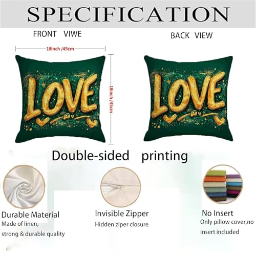 Housse coussin 65x65cm taie oreiller vert salon lot de 2