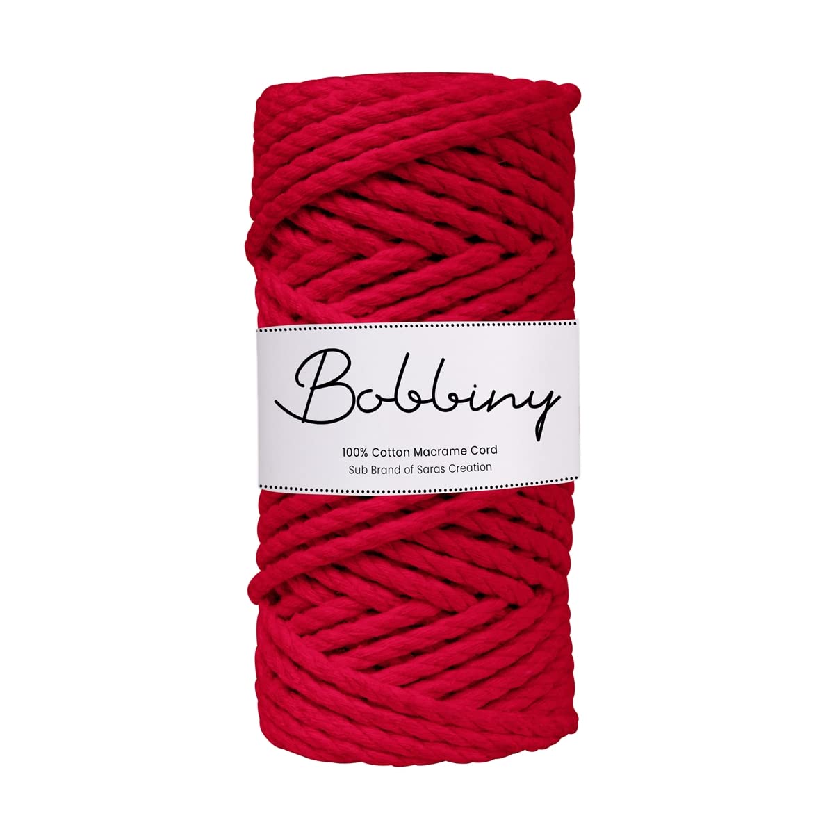 Bobbiny | 3 Ply Twisted Macrame Cotton Cord Dori (Roll Packaging) Thread for Macrame DIY and Other Projects | Red | 3mm,20 Meter