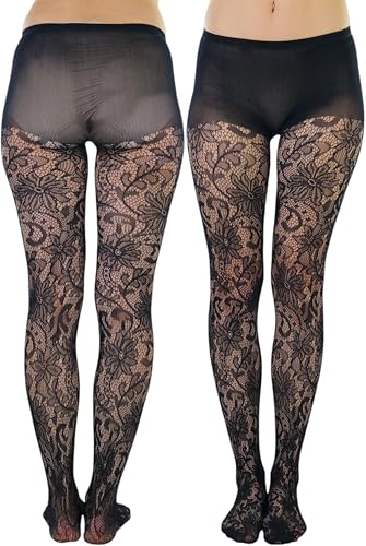 Image of ToBeInStyle Women's Elegant Floral Lace Inspired Spandex Net Full Length Tights