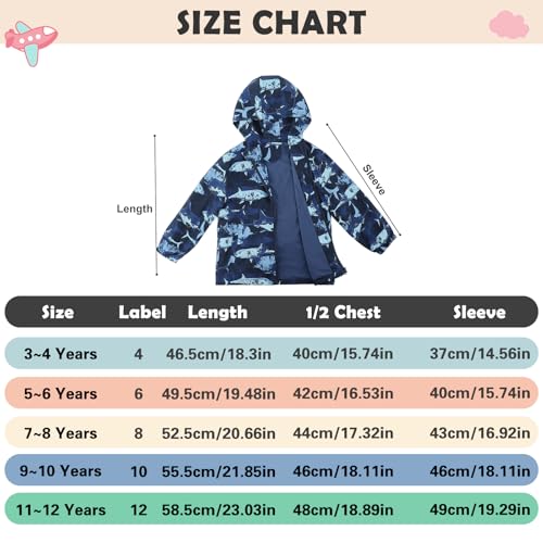 Image of ESTAMICO Boys' Fashion Fleece Jackets Kids Winter Hooded Coat Windproof Rain Resistant Windbreaker